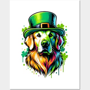 Flat-Coated Retriever Joins St Patrick's Day Celebration Posters and Art